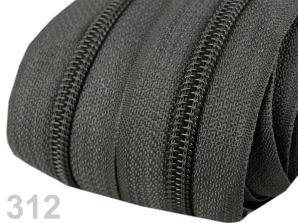 Reißverschluss spiralförmig  5 mm Dunkelgrau